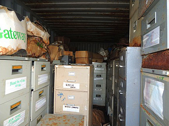 Records in one of the shipping containers.